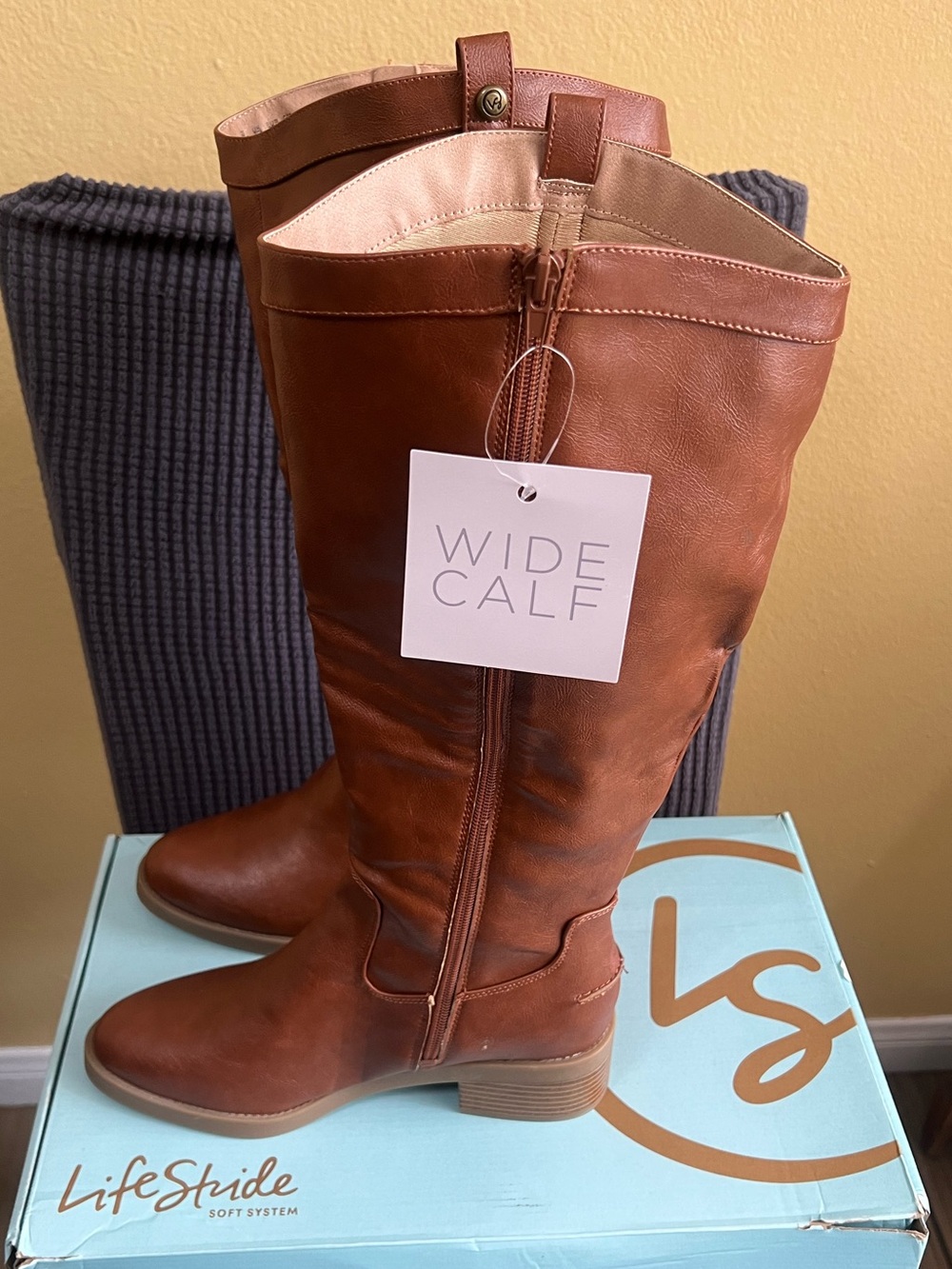 LifeStride Bridget Knee High Wide Calf Riding Boots. Walnut. Sz: 9 M. NEW. - Picture 4 of 8